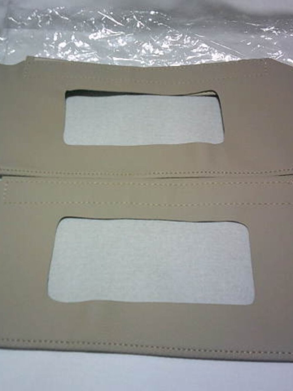 2 NEW FAUX LEATHER FIREBIRD CAMERO 93-02 SUN VISOR COVERS TAN DRIFTWOOD FELT BAC